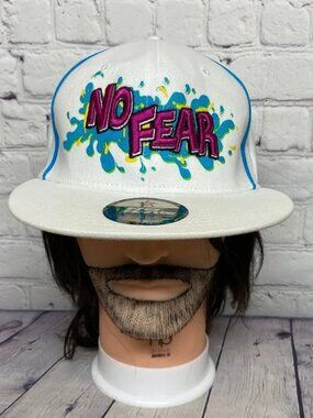 Vintage NO FEAR Headwear BOYS Size Baseball Hat Cap Y2K - STAINS
